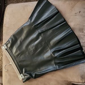 NWT black leather skirt with ruffle hem